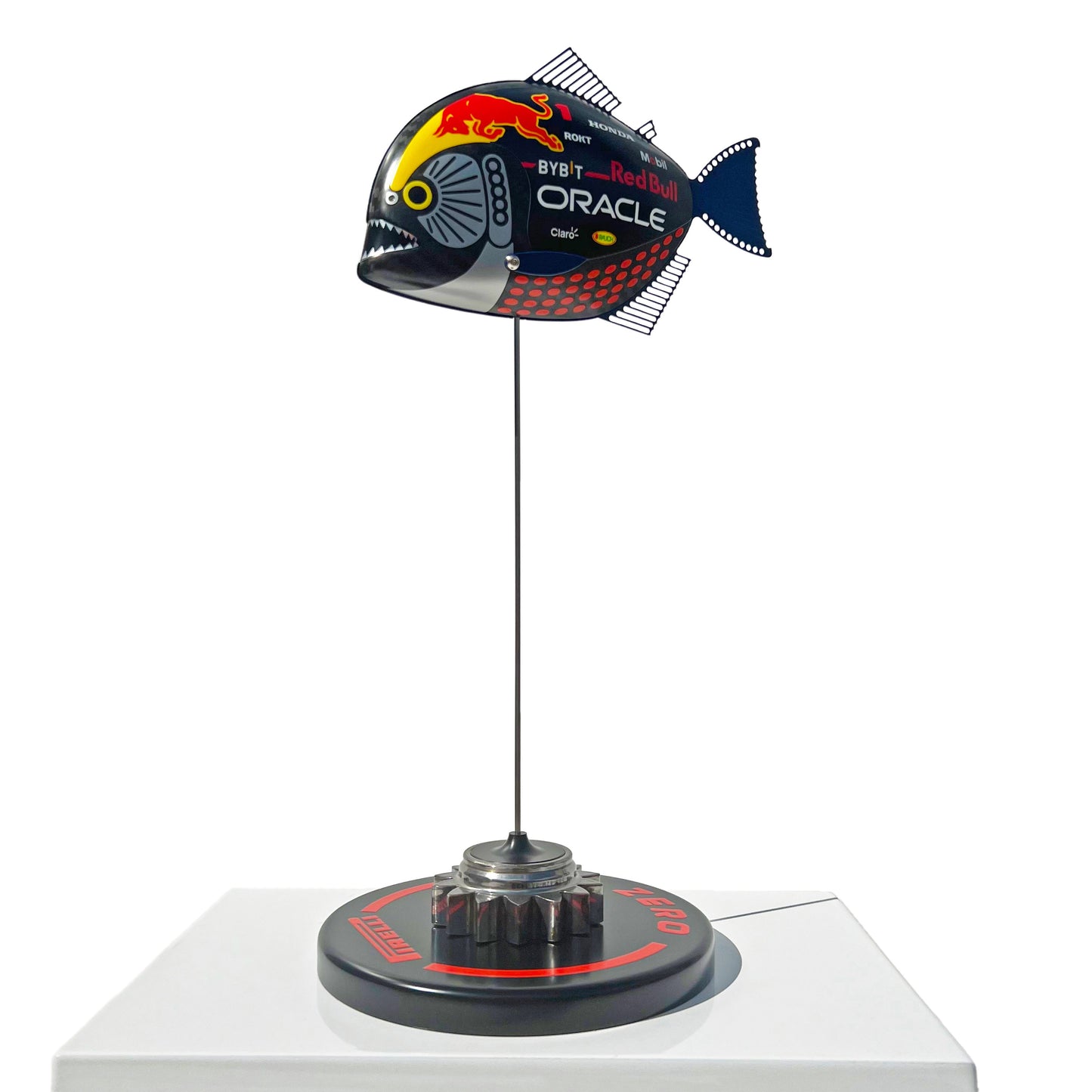 Carbon Fibre Piranha sculpture with 2023 RedBull Racing Formula One Livery.