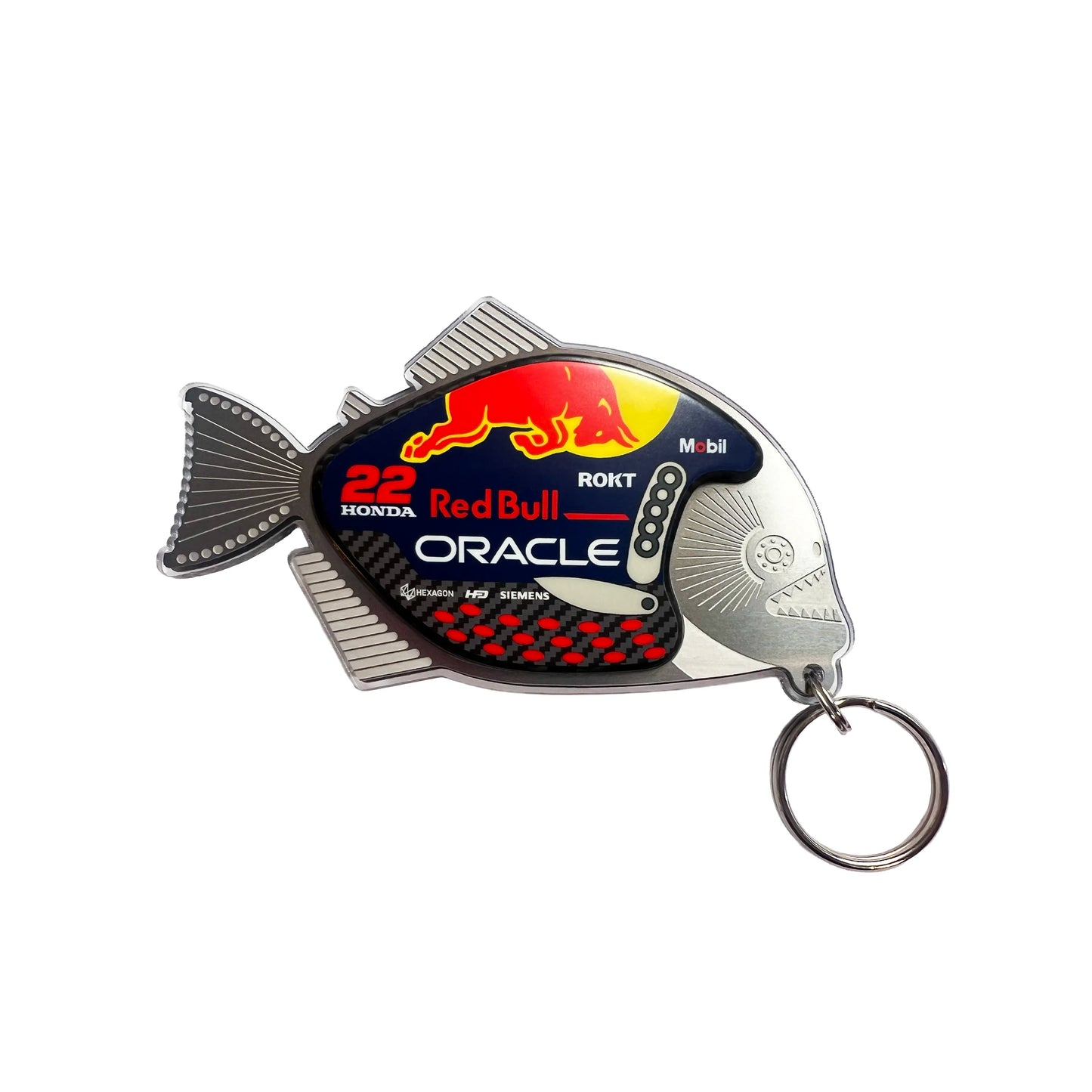 Keychain with Red Bull Oracle branding on a white background