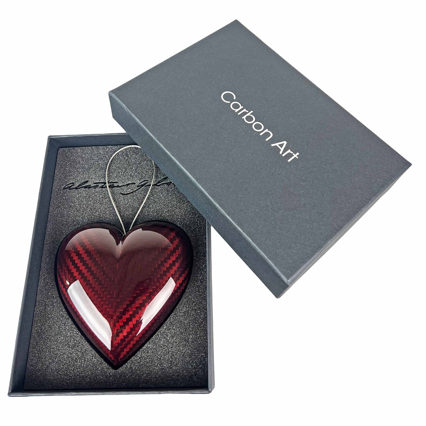 Red Carbon Heart Bauble