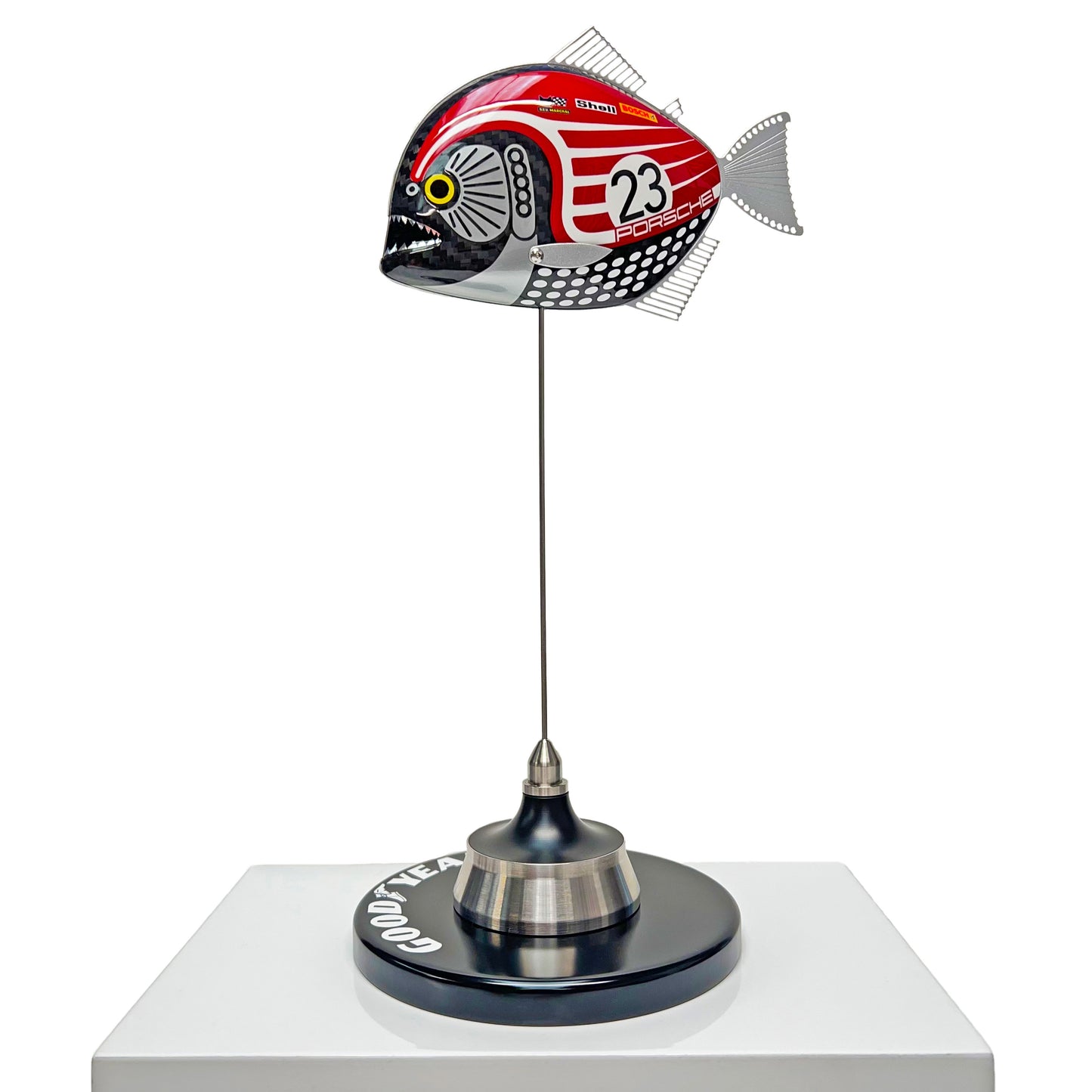 Carbon fibre Piranha with Salzburg Porsche livery on a black base with F1 part