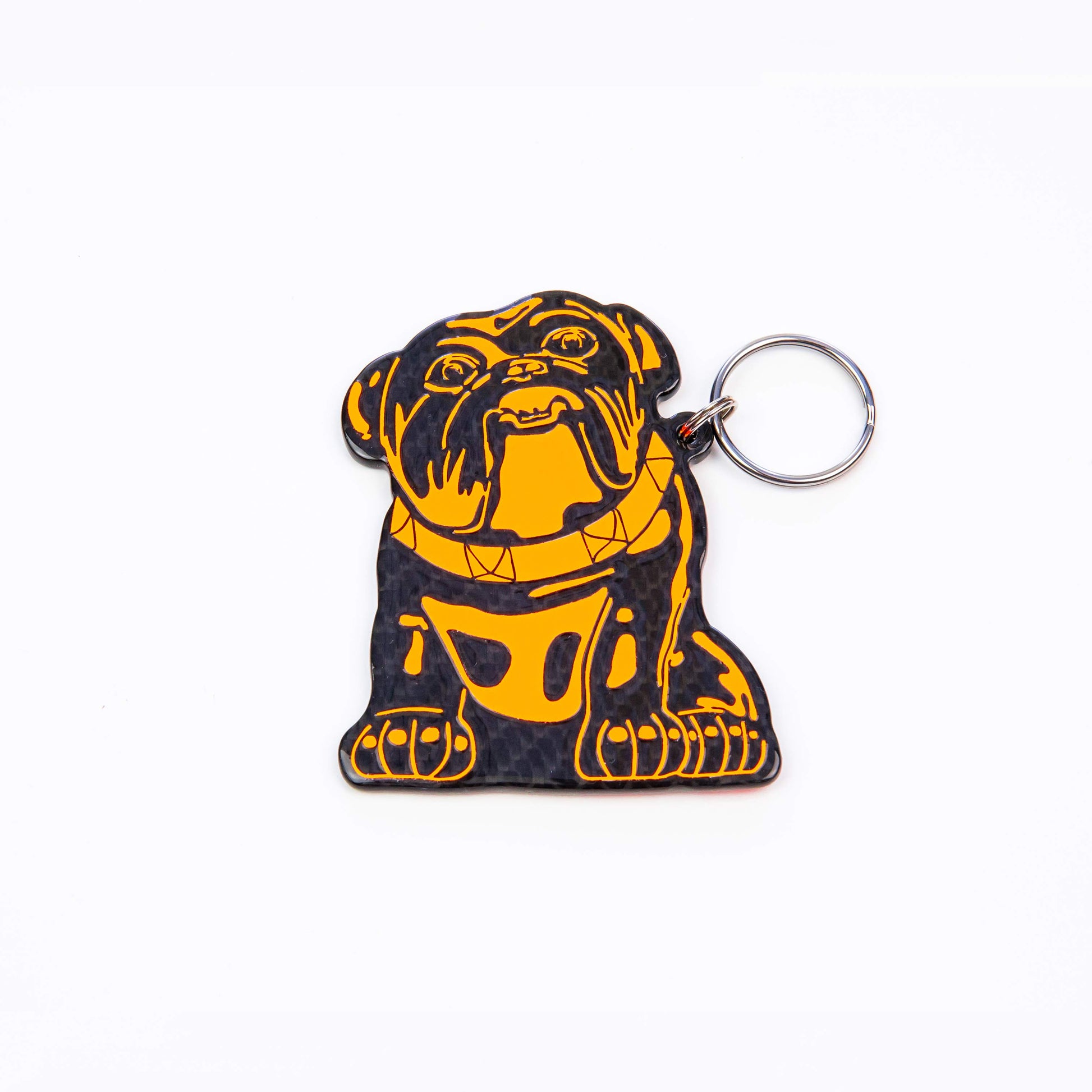 Carbon fibre orange Bulldog keyring