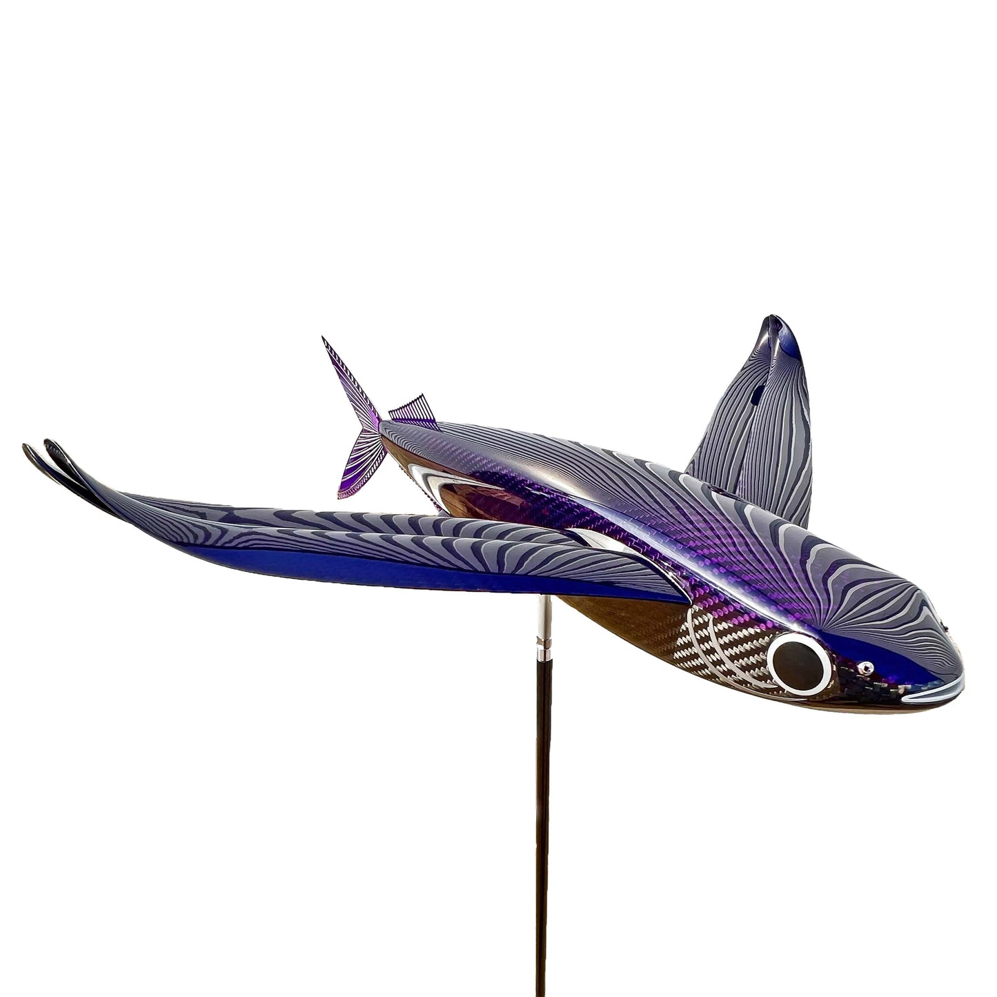 Carbon fibre purple tinted Flying fish on a pole