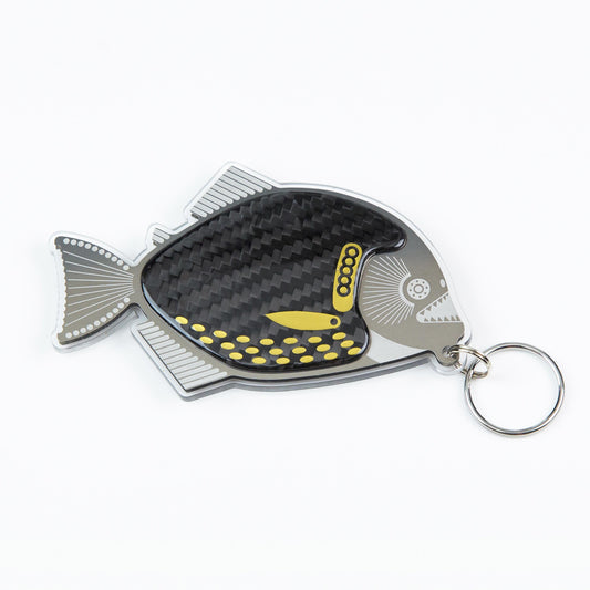 Gold carbon fibre Piranha keyring
