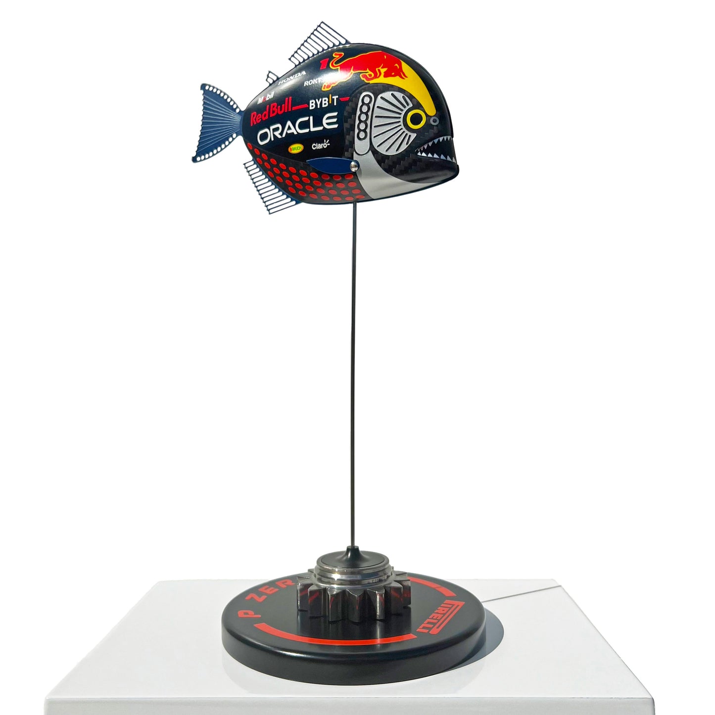 Carbon Fibre Piranha sculpture with 2023 RedBull Racing Formula One Livery.