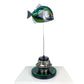 Carbon Fibre Piranha Fish with 2024 Aston Martin F1 Livery on Green Pirelli base with F1 wheel nut 