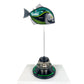 Carbon Fibre Piranha Fish with 2024 Aston Martin F1 Livery on Green Pirelli base with F1 wheel nut