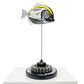 Carbon fibre piranha sculpture with Brawn GP livery on a black base with F1 gear