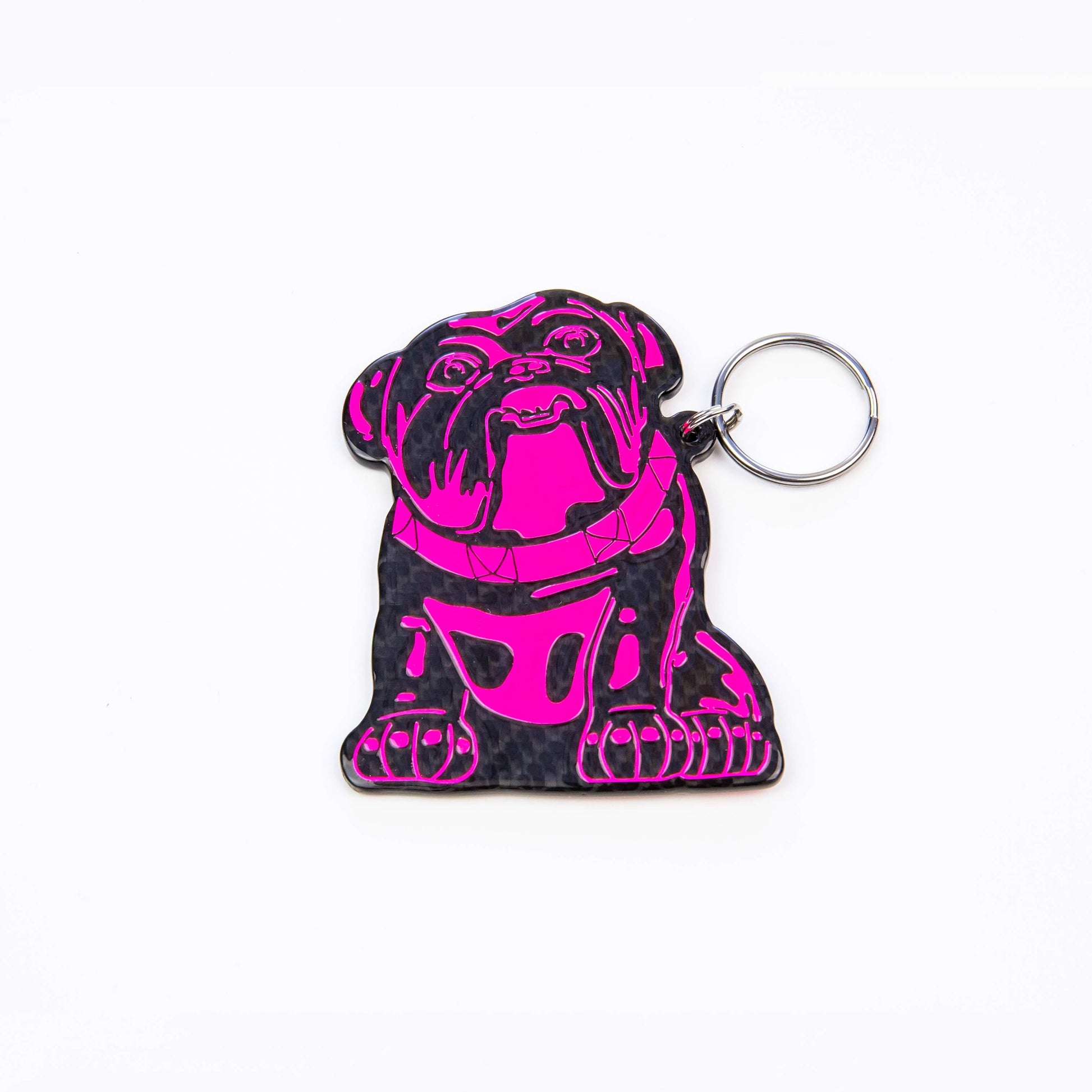 Carbon fibre pink Bulldog keyring
