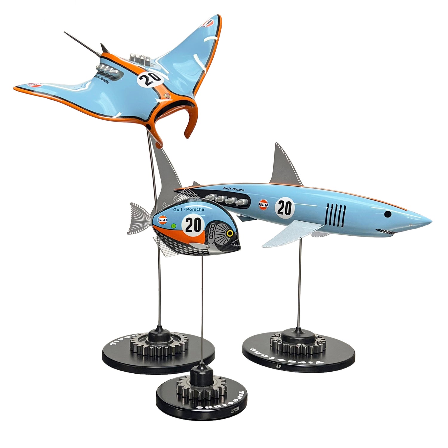 Carbon fibre sculpture collection with Gulf Liveries