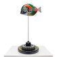 Carbon fibre Piranha sculpture with Mazda 787B livery on a black base with F1 gear