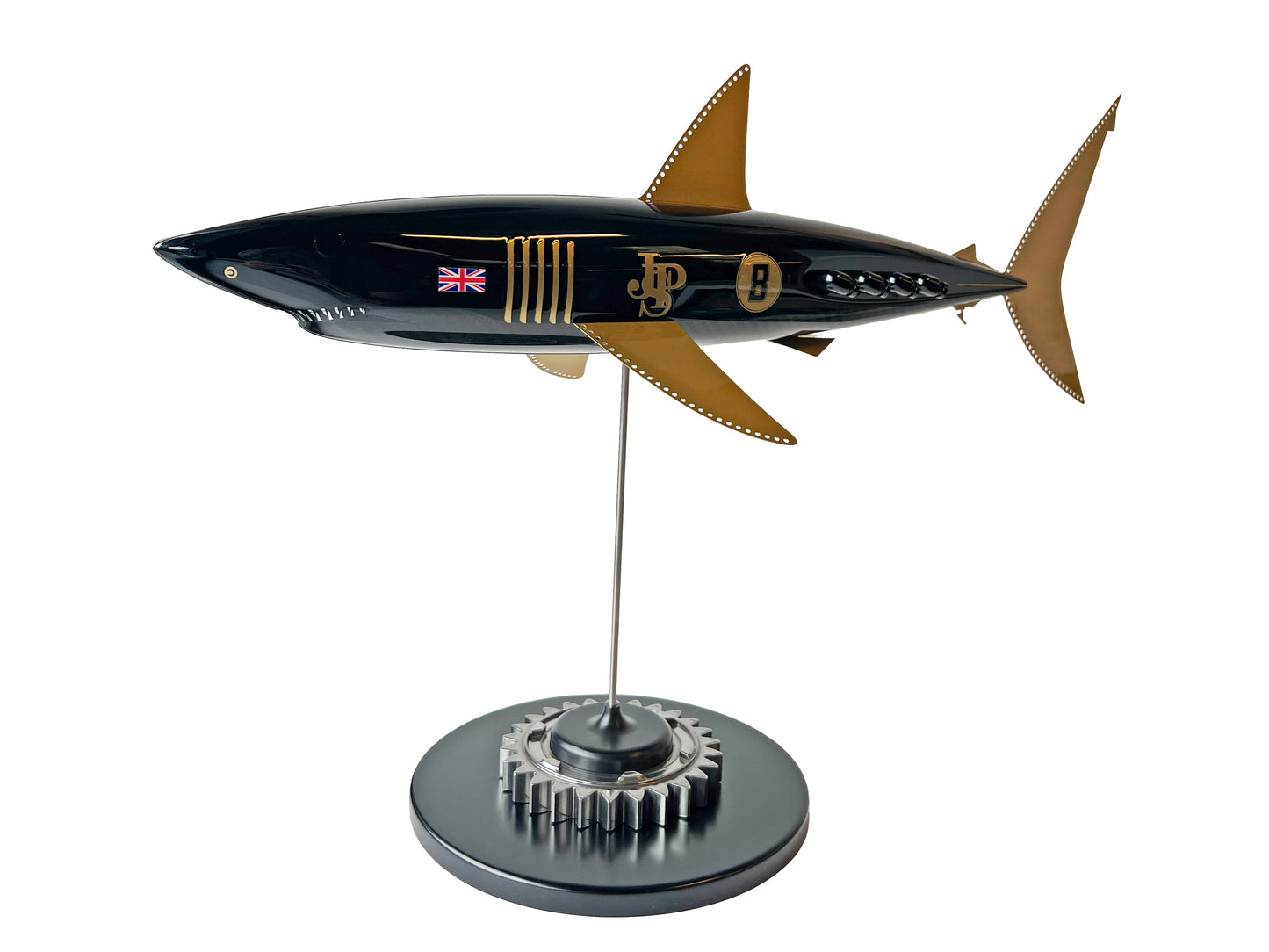 Carbon Fibre Mako Shark Pup with gold fins and JPS Racing Livery