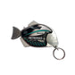 Fish-shaped keychain with Petronas branding on a white background