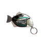 Fish-shaped keychain with Petronas branding on a white background