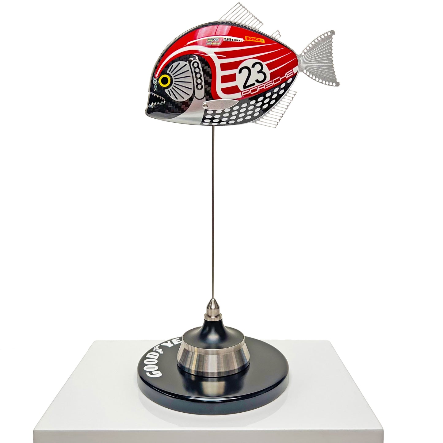 Carbon fibre Piranha with Salzburg Porsche livery on a black base with F1 part