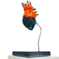 Carbon fibre Human Heart with Orange painted detail on a granite base