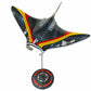 Carbon fibre manta ray sculpture with custom Desert Sled livery on a black base and F1 part