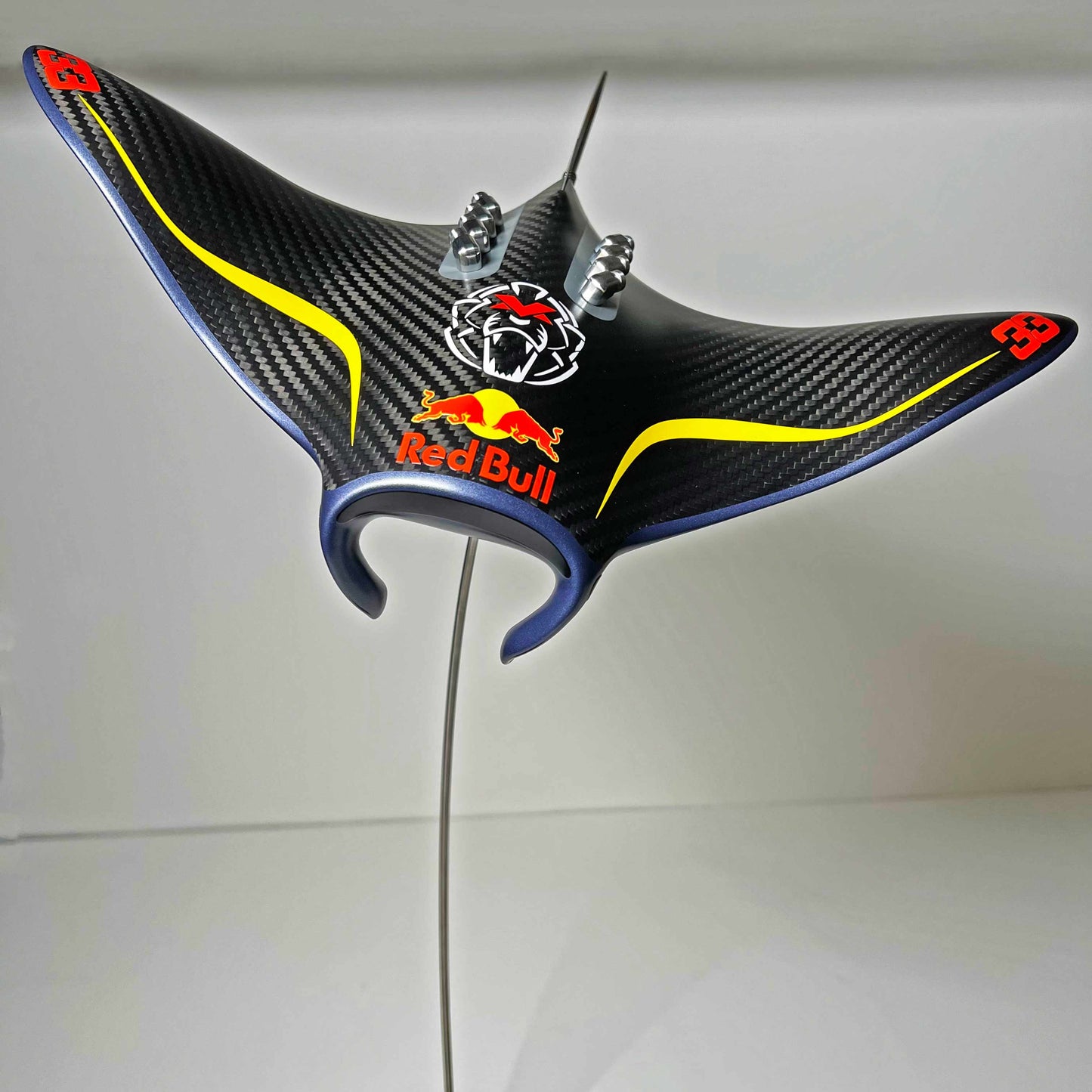 Carbon fibre manta ray sculpture with custom RedBull F1 livery