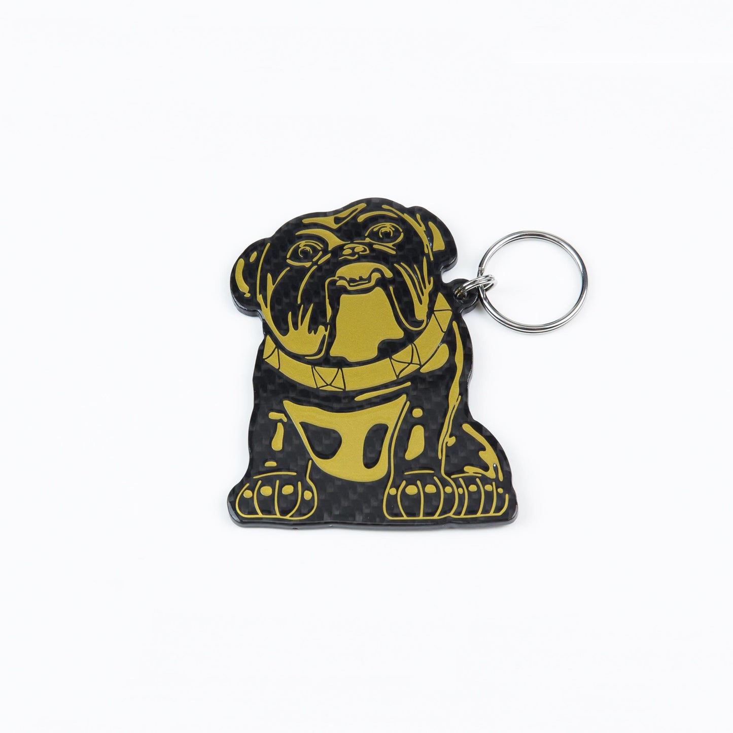 Carbon fibre gold Bulldog keyring