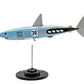 Carbon fibre Mako shark sculpture with Gulf Porsche Livery on a black base with F1 gear