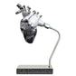 Carbon fibre human heart with white painted detail on a granite base