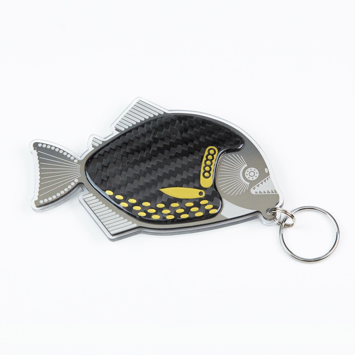 Gold carbon fibre Piranha keyring