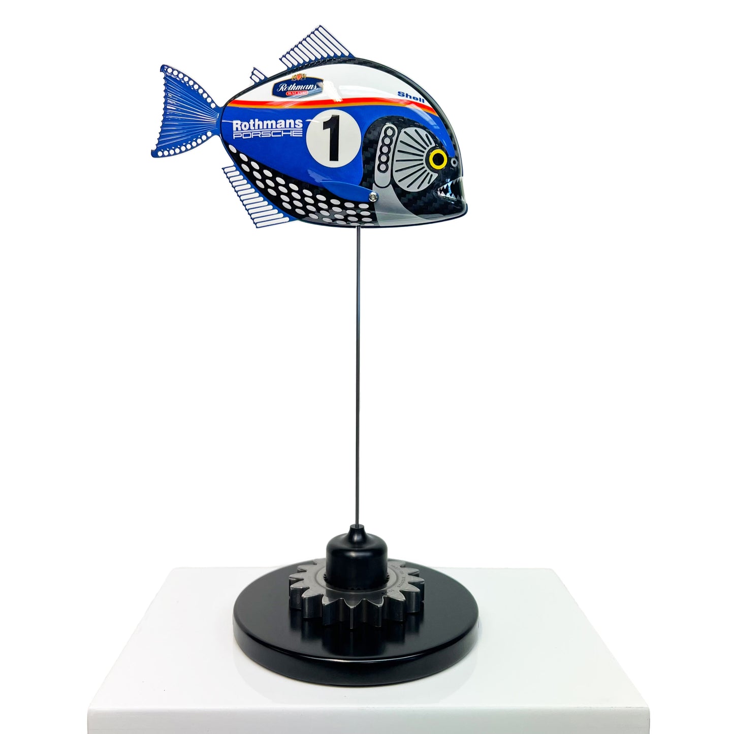 Carbon fibre Piranha with Rothmans Porsche livery on a black base with F1 gear